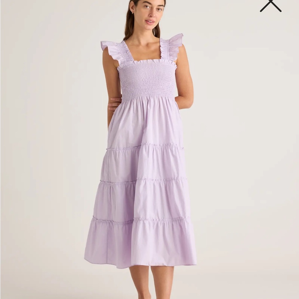 Quince 100% Organic Cotton Smocked Midi Dress Small